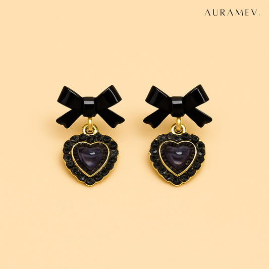 Black and Gold Bow Earrings