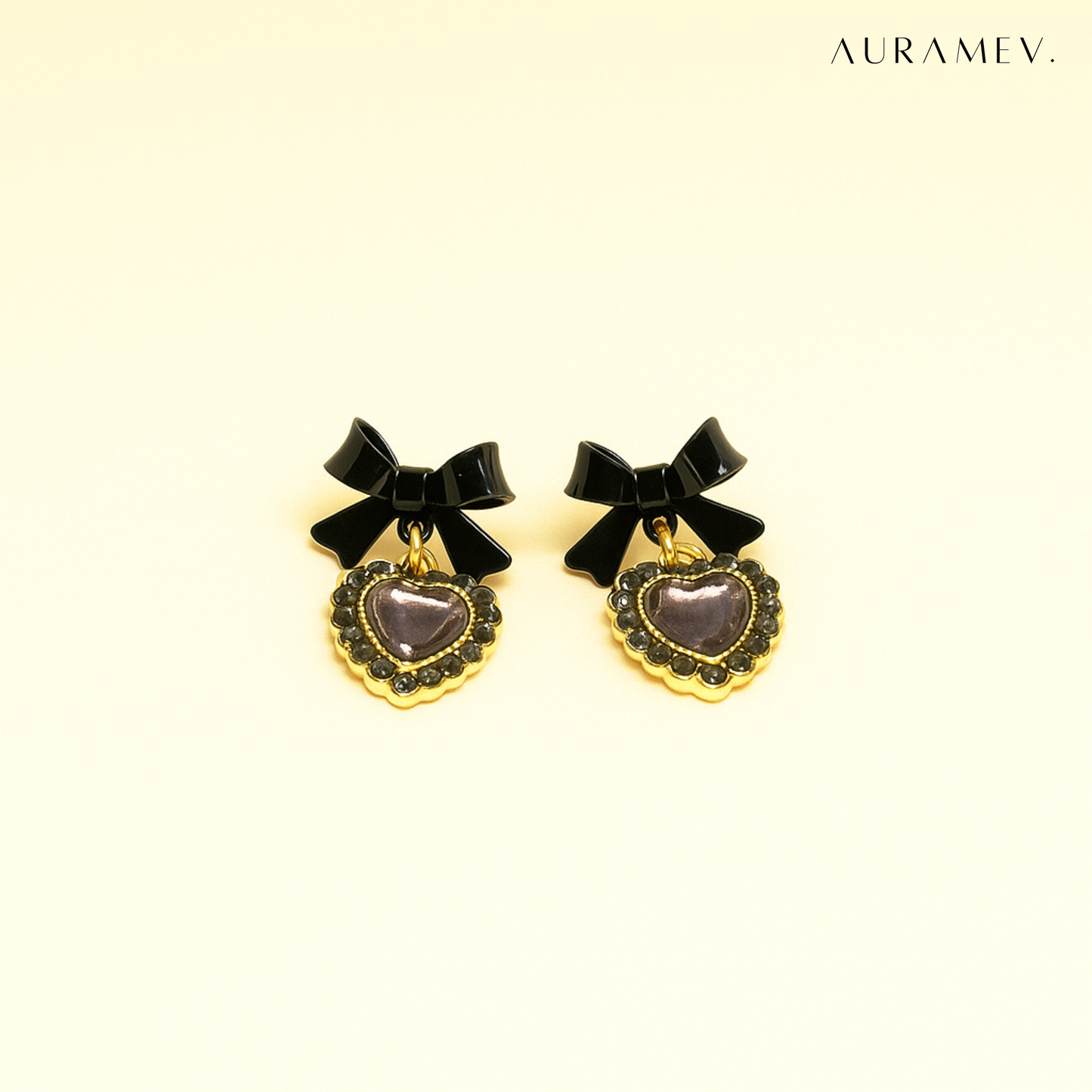 Black and Gold Bow Earrings