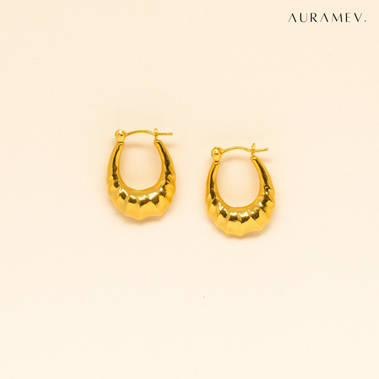 Gold Shell Curve Hoop Earrings