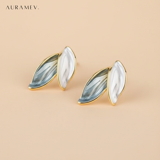 Dual Tone Leaf Earrings