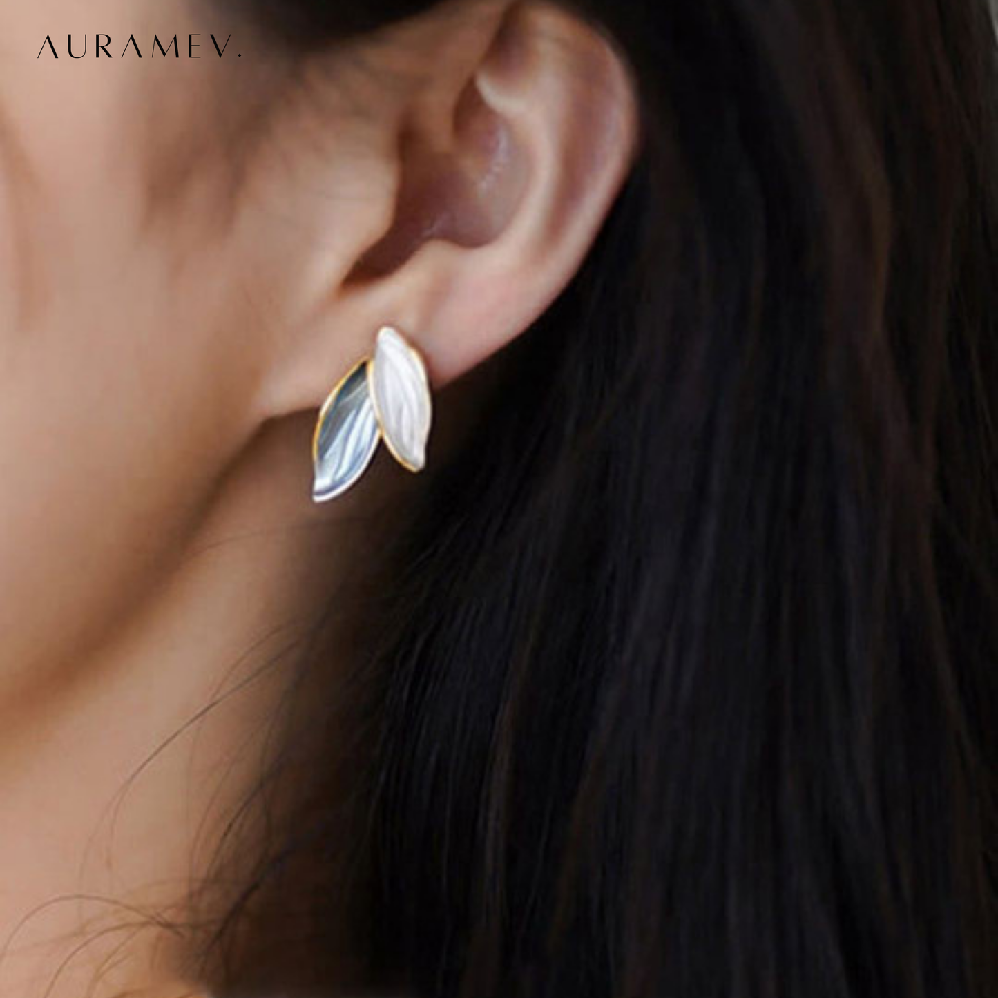 Dual Tone Leaf Earrings