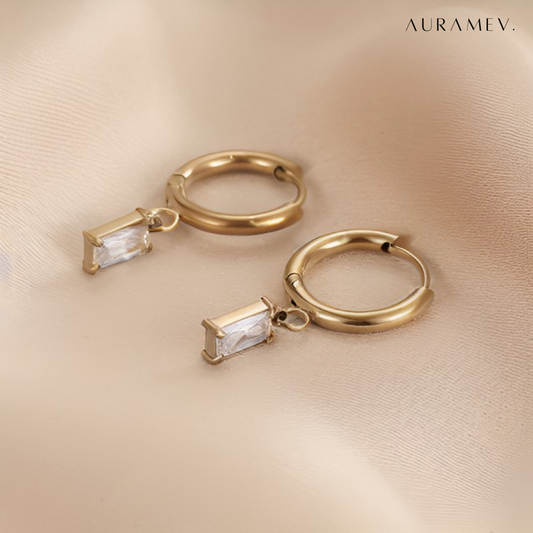 Golden Aura Gem Drop Earrings