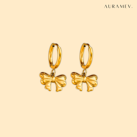 Luna Gold Bow Huggie Earrings