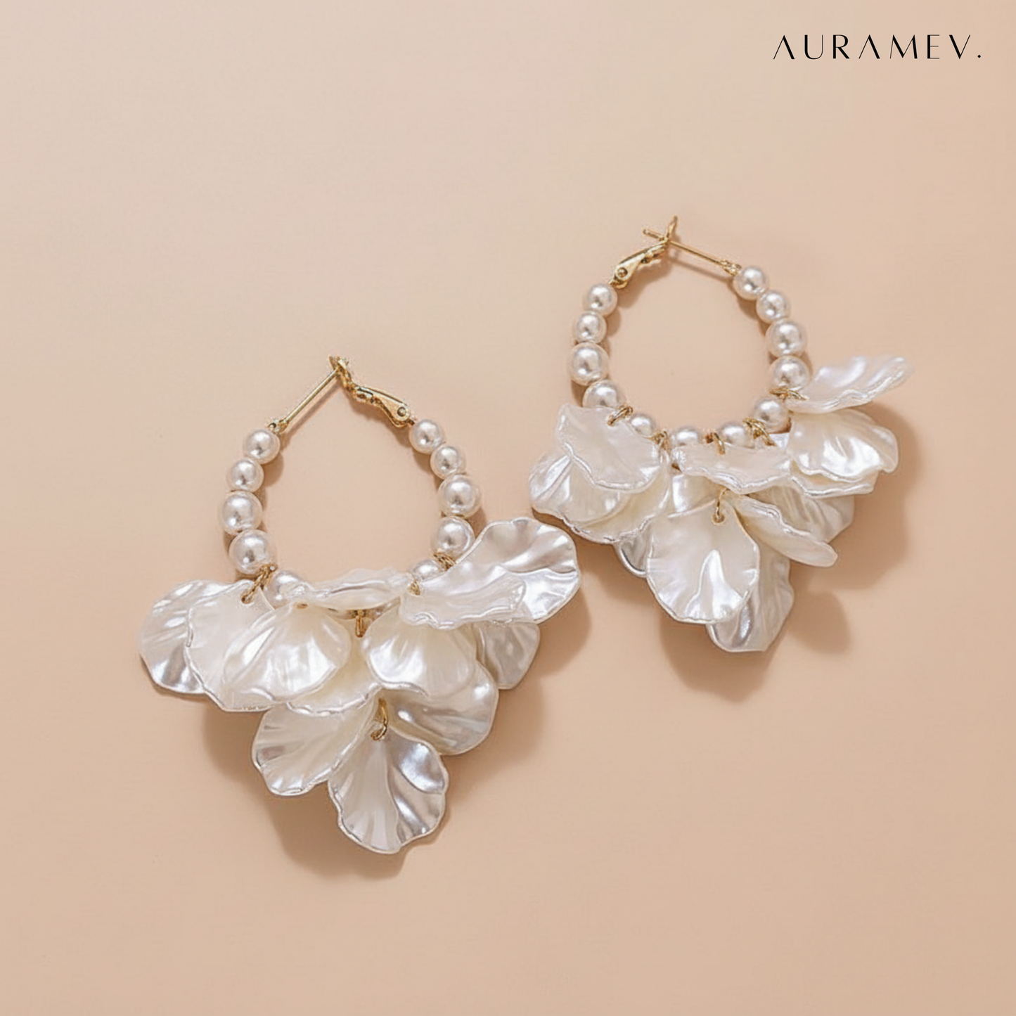Pearl & Petal Hoop Earrings