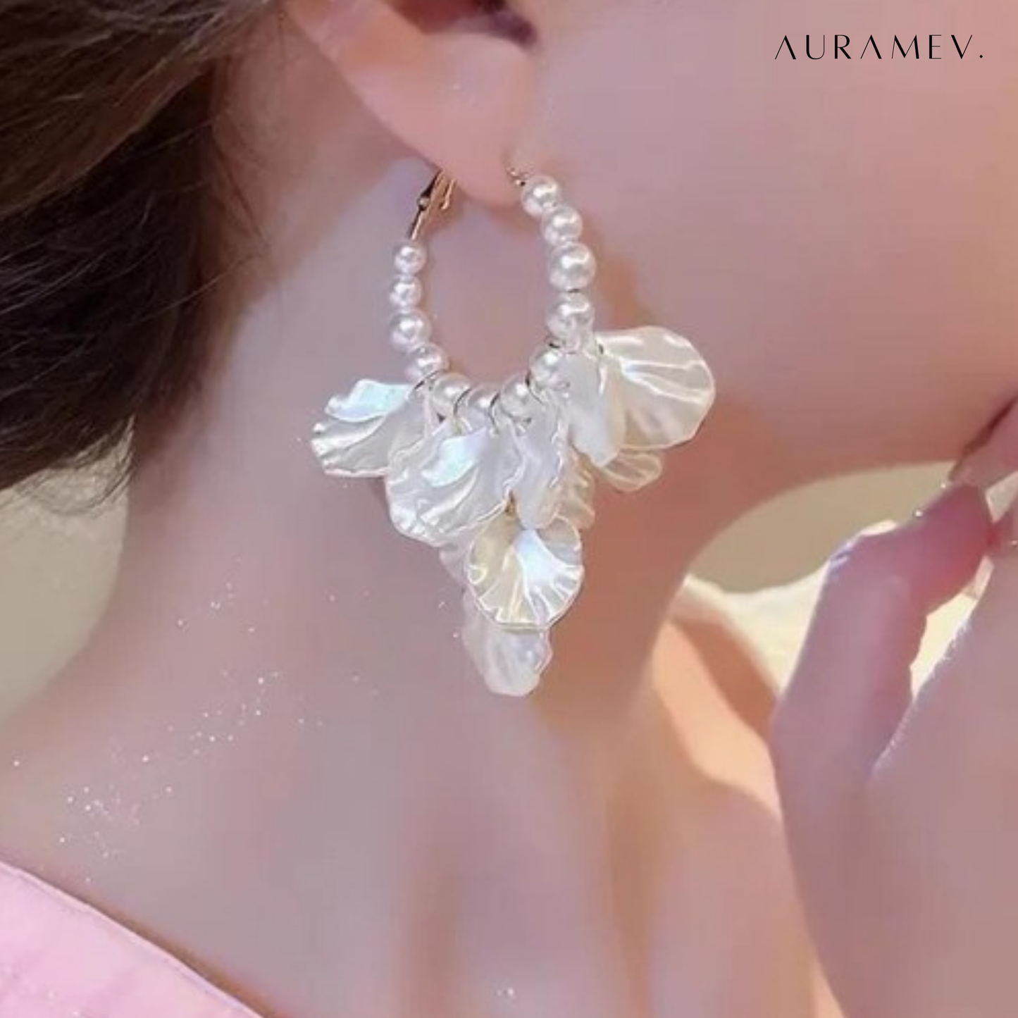 Pearl & Petal Hoop Earrings