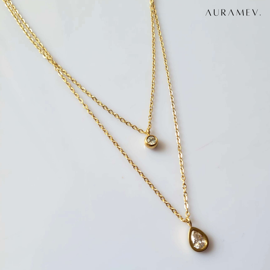 Twin Spark Drop Layered Necklace