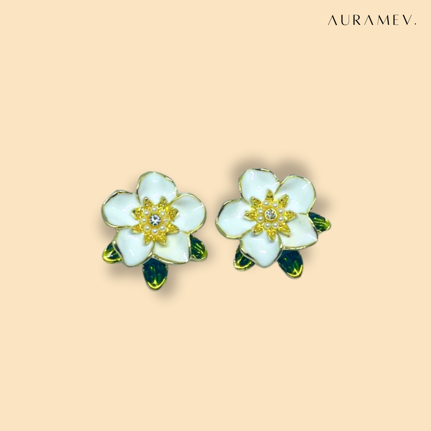 White Petal Floral Studs