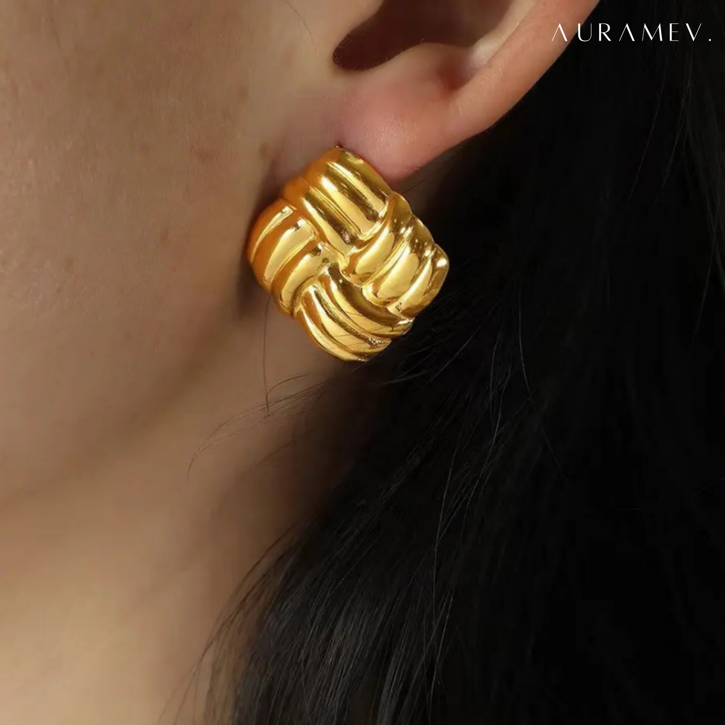 Woven Gleam Statement Stud Earrings