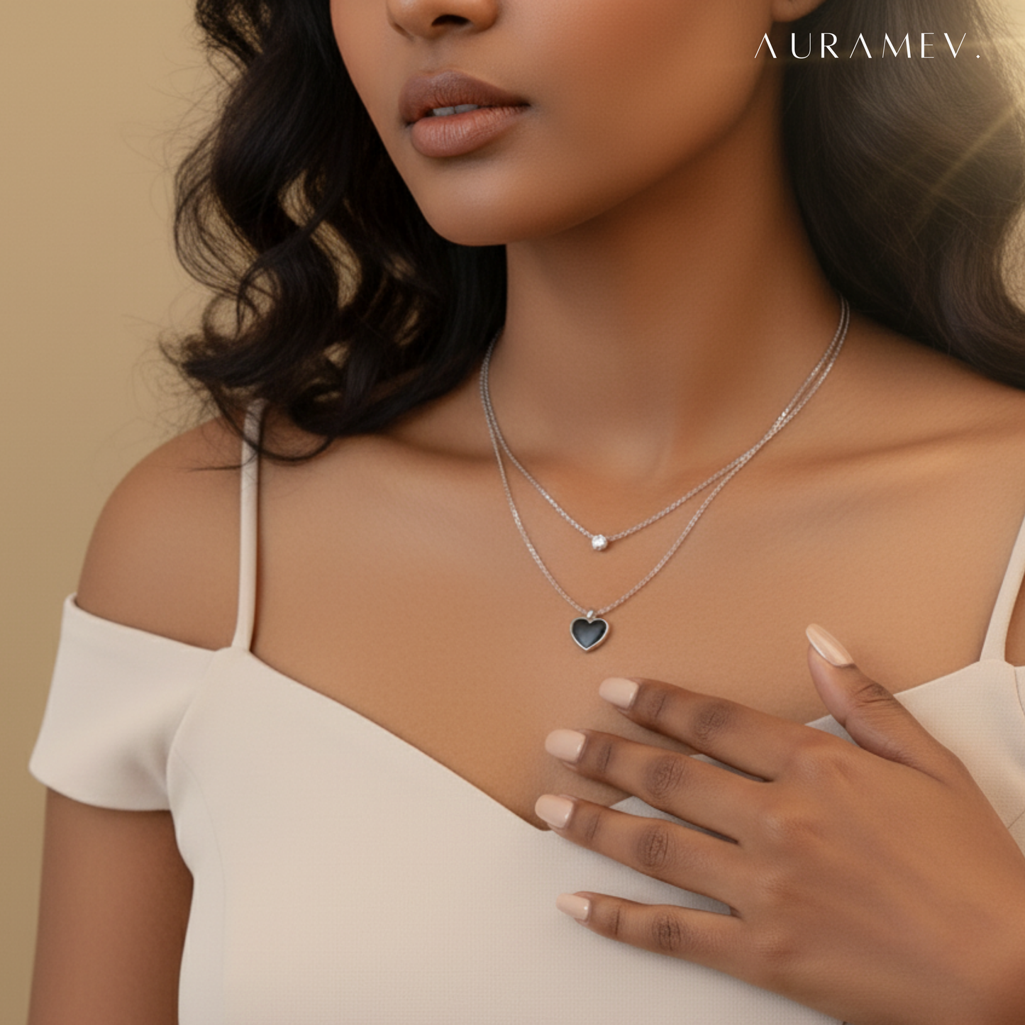 Black Heart Double Chain Necklace