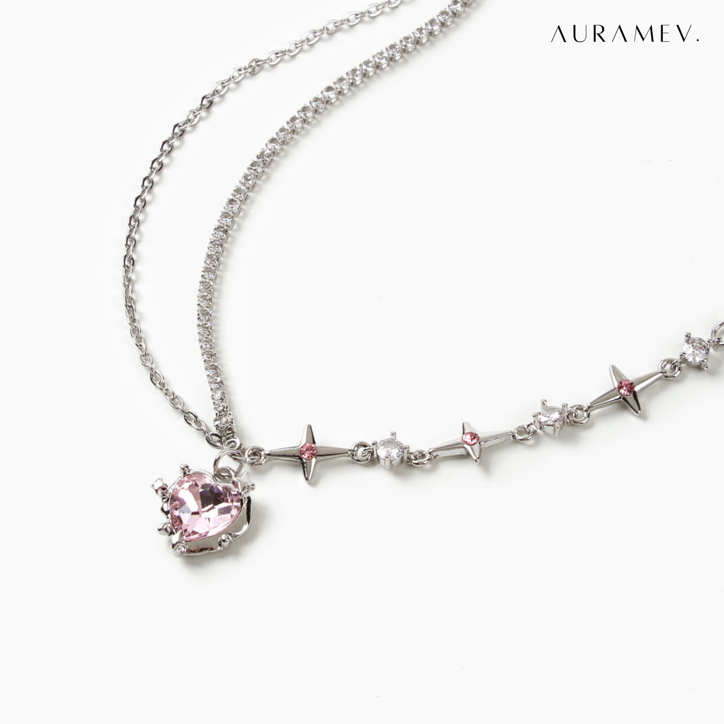 Celestial Pink Heart Necklace