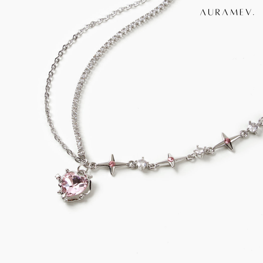 Celestial Pink Heart Necklace