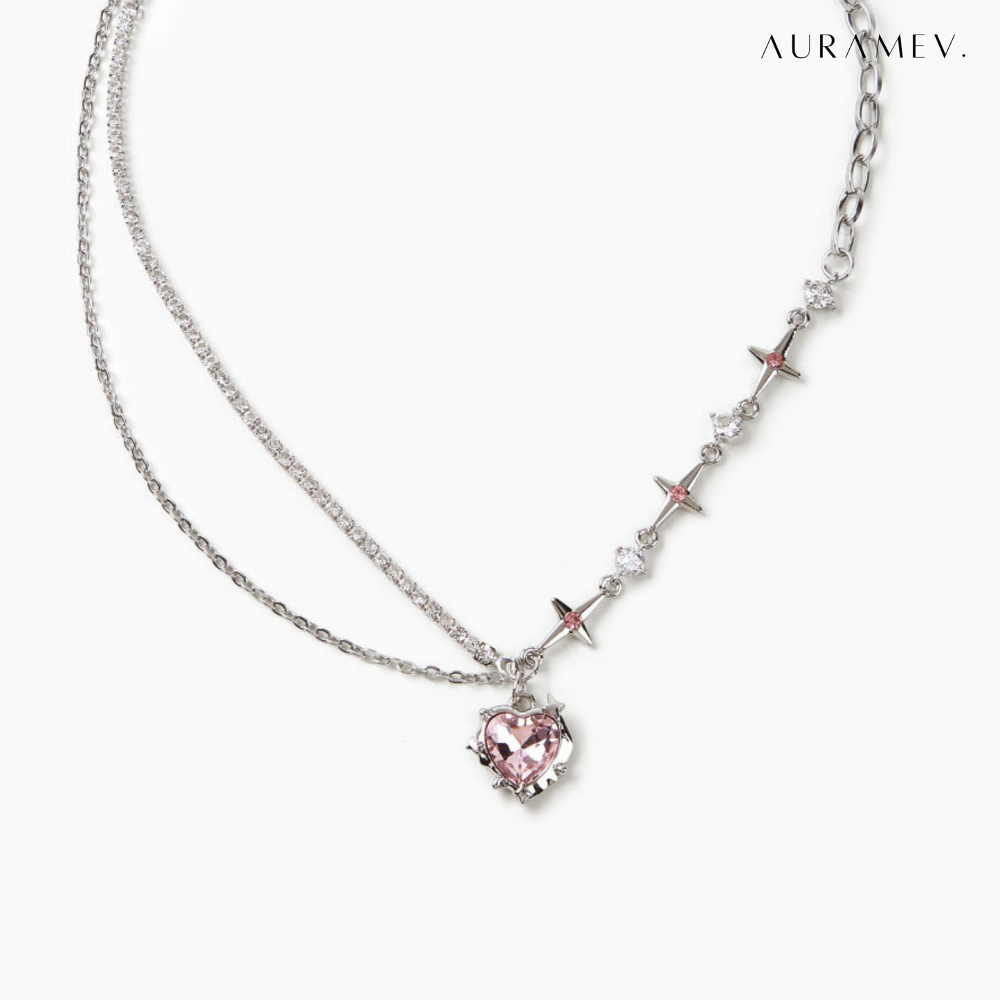 Celestial Pink Heart Necklace