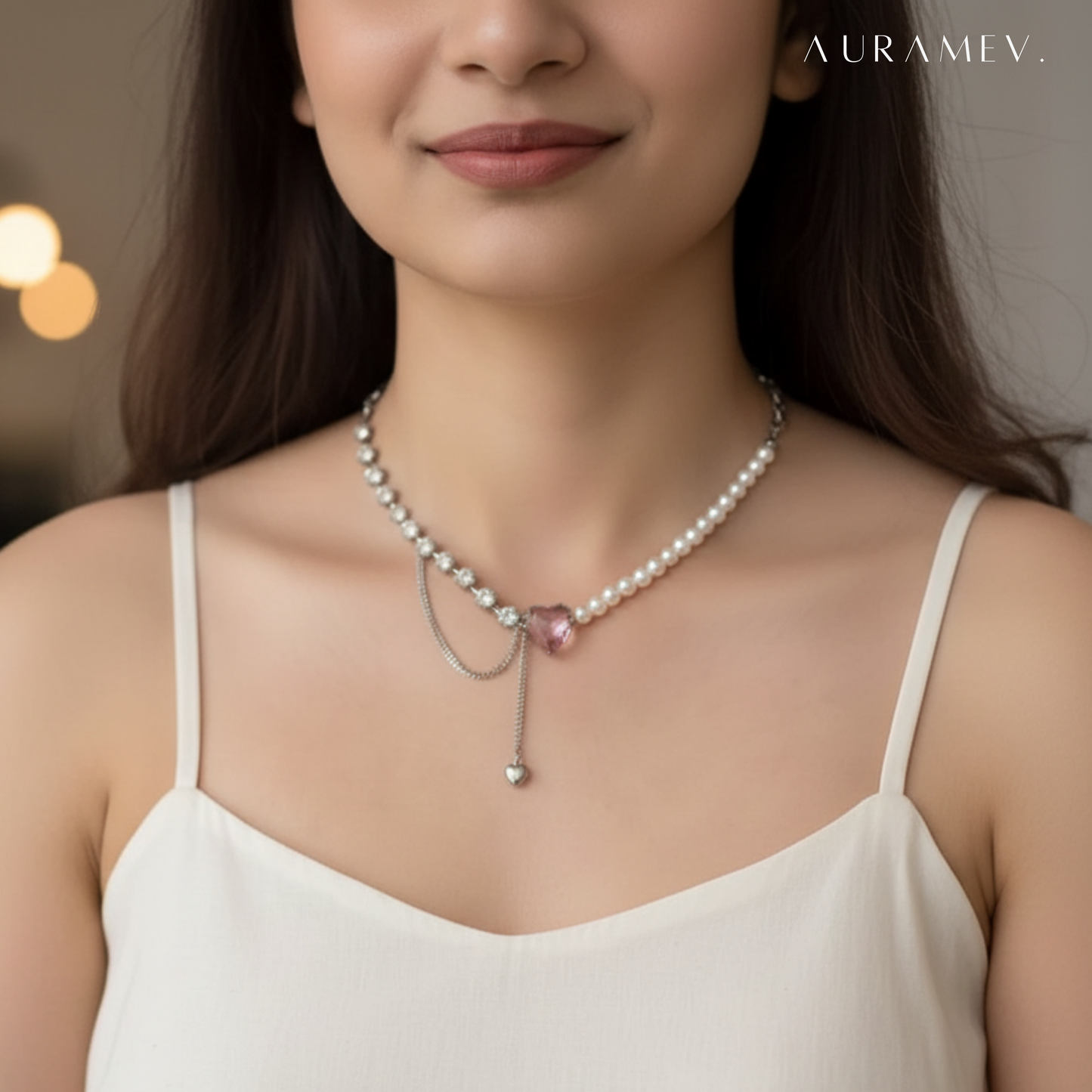 Sweetheart Pearl Drop Necklace