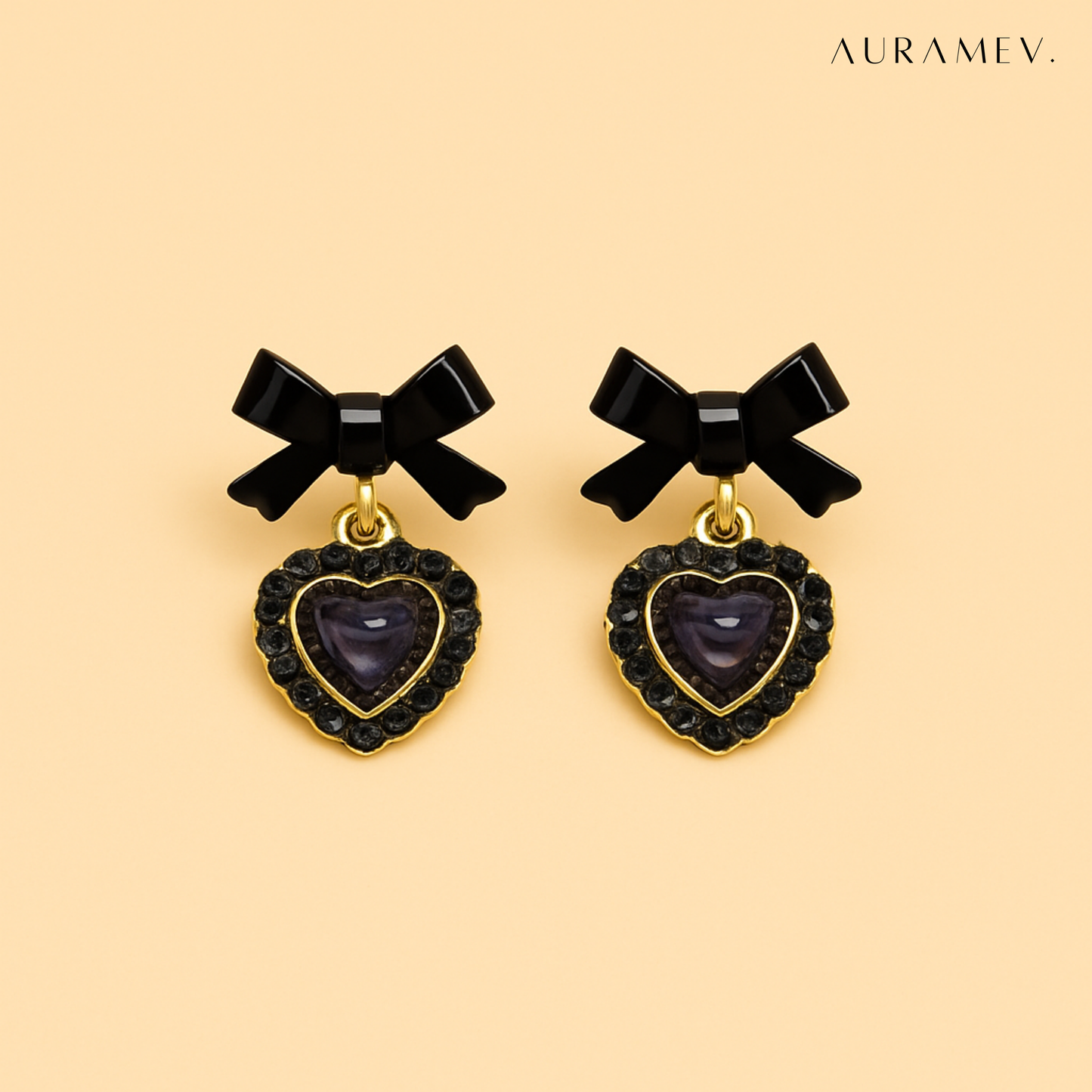 Black and Gold Bow Earrings