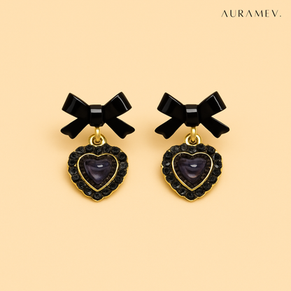 Black and Gold Bow Earrings