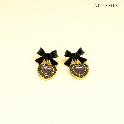 Black and Gold Bow Earrings