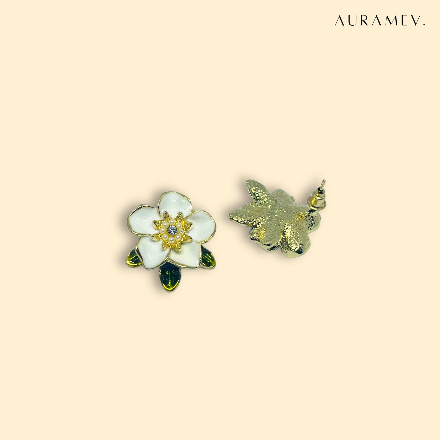 White Petal Floral Studs