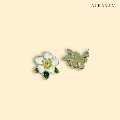 White Petal Floral Studs