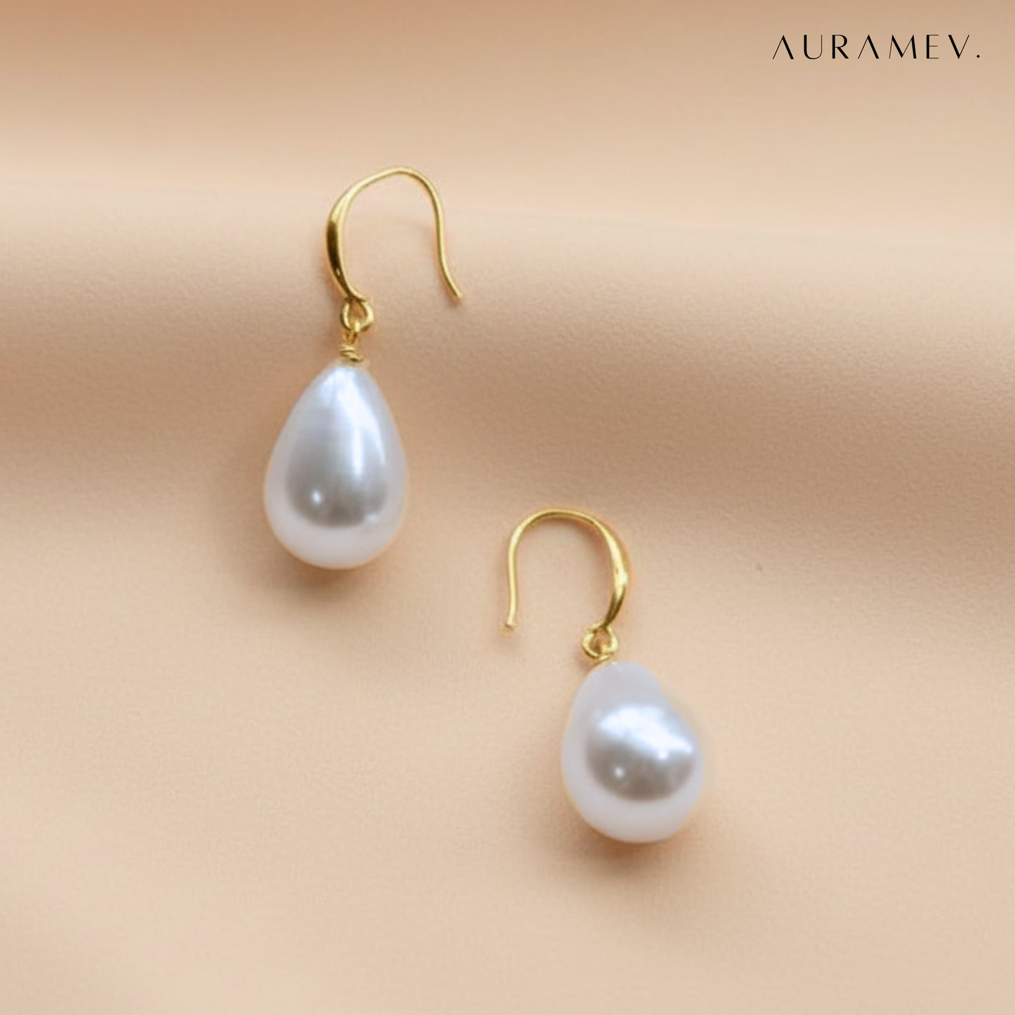 Golden Glow Pearl Drop Earrings