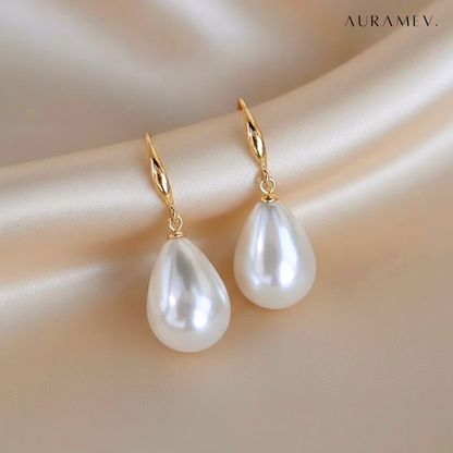Golden Glow Pearl Drop Earrings