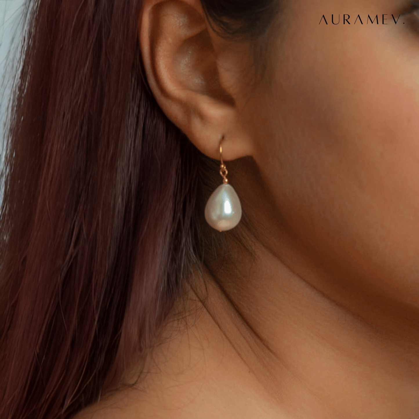 Golden Glow Pearl Drop Earrings