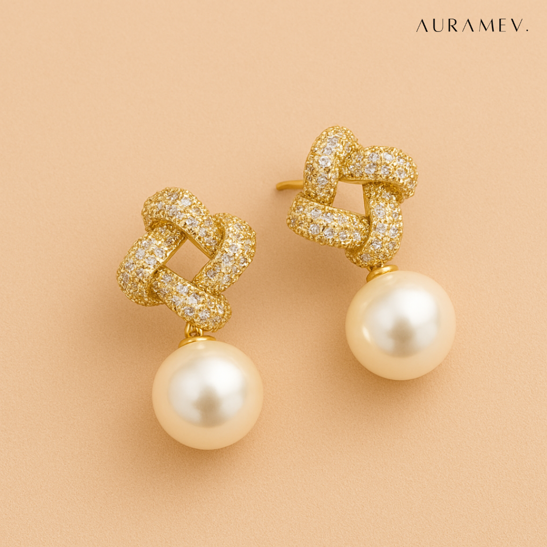 Knot & Pearl Statement Earrings