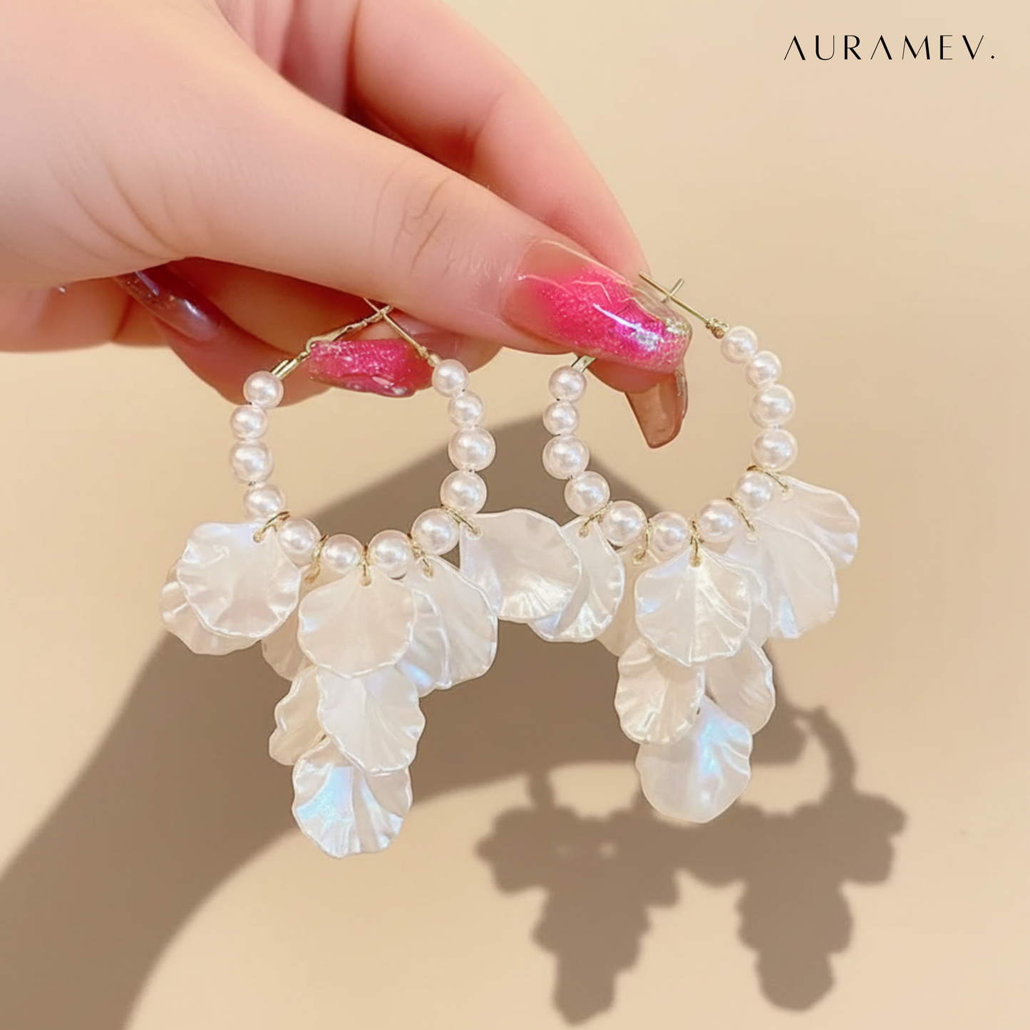 Pearl & Petal Hoop Earrings