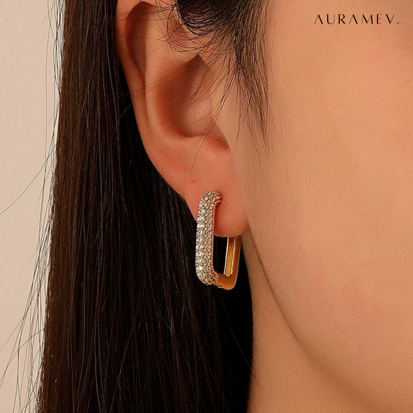 Radiant Gold Rectangle Huggie Earrings