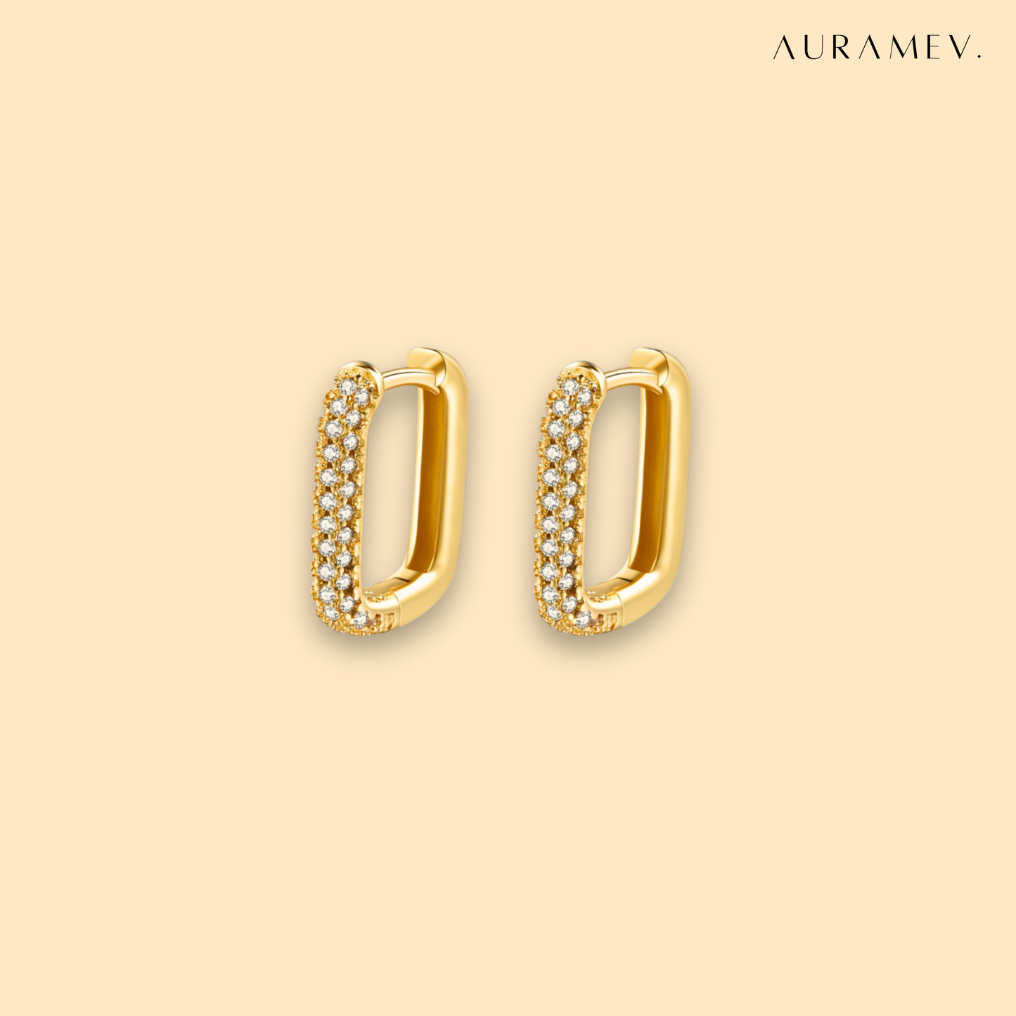 Radiant Gold Rectangle Huggie Earrings