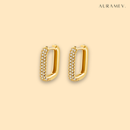 Radiant Gold Rectangle Huggie Earrings