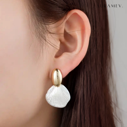 Textured Twin-Tone Drop Earrings