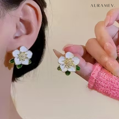 White Petal Floral Studs