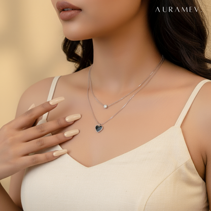 Black Heart Double Chain Necklace