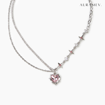 Celestial Pink Heart Necklace